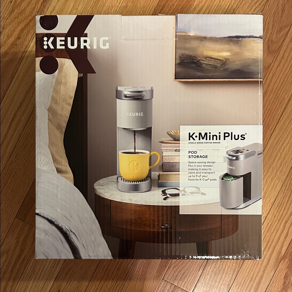 Keurig K-Mini Plus Coffee Maker in Light Gray. New With Tags